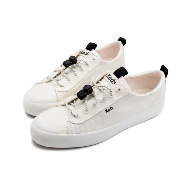 Keds KICKBACK 舒適免綁帶帆布懶人戶外休閒小白鞋(9243W123558)