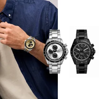 【FOSSIL 官方旗艦館】Autocross系列 三眼計速指針手錶 不鏽鋼鍊帶 42MM【618 限定價】(多色可選)