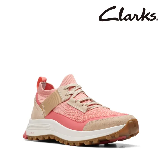 【Clarks】女鞋 ATL Trek Knit WP 防潑水輕盈透氣休閒鞋 粉色(CLF70571C)