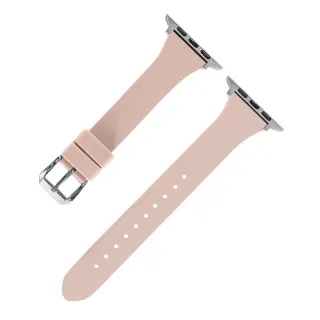 【Watchband】Apple Watch 全系列通用錶帶 蘋果手錶替用錶帶 經典色系 矽膠錶帶(粉色)