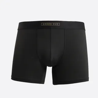 【Anden Hud】男款_吸濕排汗機能系列．長版腰帶平口內褲(黑-框框logo)
