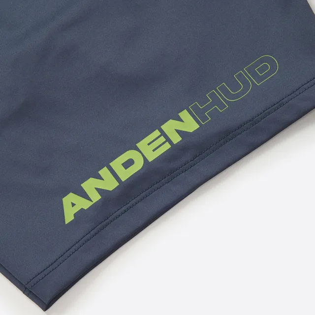 【Anden Hud】男款_吸濕排汗機能系列．長版腰帶平口內褲(湛藍-綠AH)