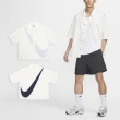 【NIKE 耐吉】短袖襯衫 Big Swoosh Shirts 男款 象牙白 藍 寬鬆 梭織 大勾勾 襯衫(FN3250-133)