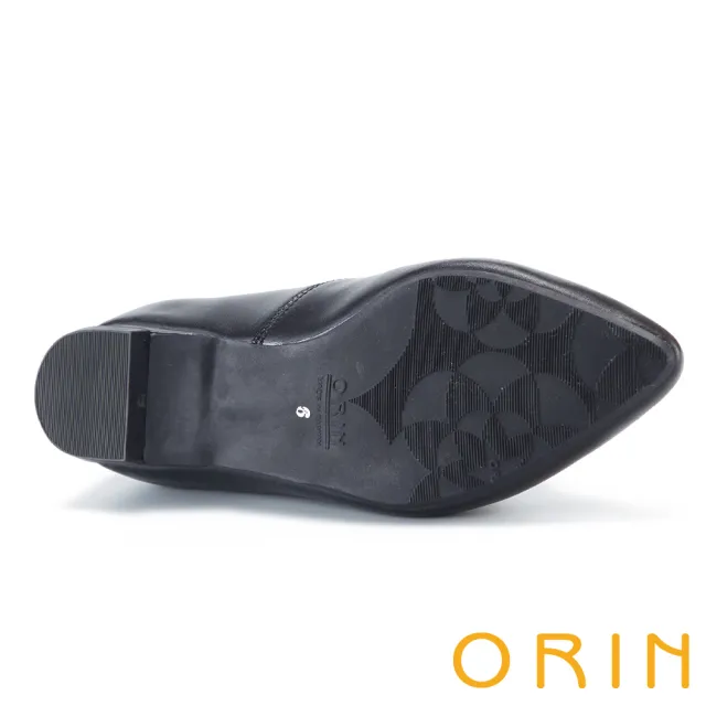 【ORIN】金屬飾釦真皮樂福平底鞋(黑色)