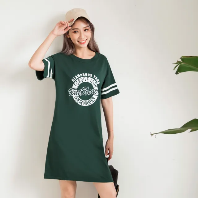 【OB 嚴選】台灣製造高含棉美式印圖長版上衣洋裝 《DA5563》