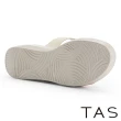 【TAS】撞色雙寬帶楔型厚底拖鞋(米色)