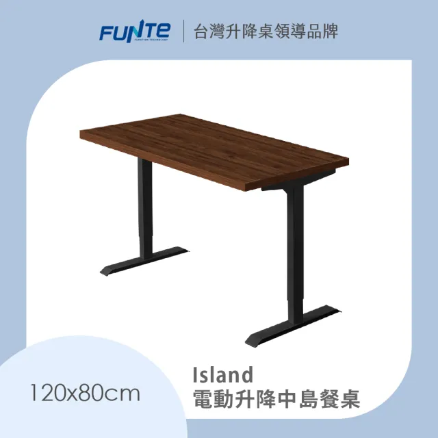 【FUNTE】Island 電動升降中島餐桌/二節式 120x80cm 十色可選(辦公桌 電腦桌 工作桌 大理石紋)