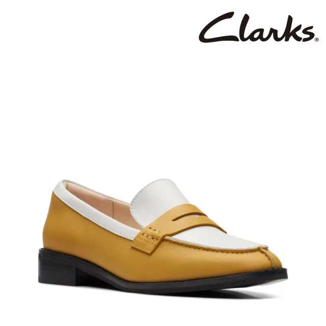 【Clarks】女鞋Yellow Leather經典雙色樂福便士鞋 黃色(CLF70367D)