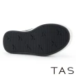 【TAS】免綁帶經典縫線真皮厚底休閒鞋(黑色)