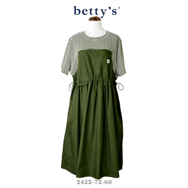 betty’s 貝蒂思betty’s 貝蒂思 腰間抽繩拼接條紋短袖洋裝(共二色)