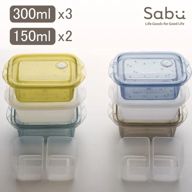 【SABU HIROMORI】日本製PIANTA復古文青小花高品質抗菌可微波保鮮盒5件組 北歐(300ml x 3個 + 150ml x 2個)