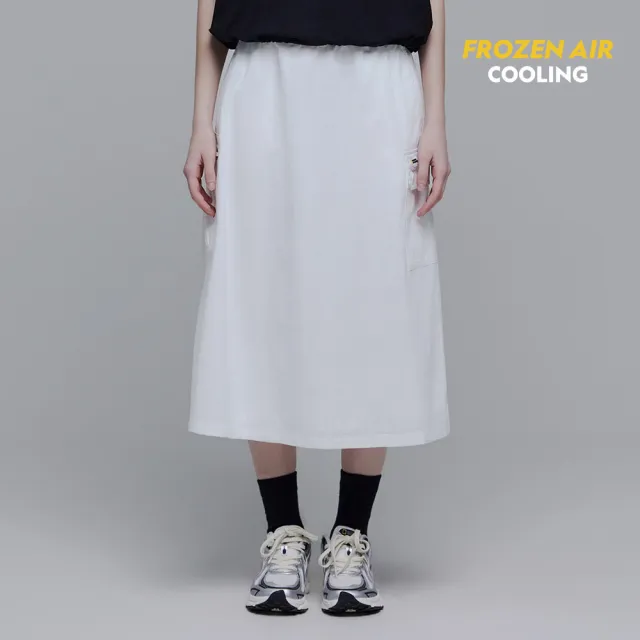 【National Geographic 國家地理官方旗艦】女裝 FROZEN AIR 涼感工裝長裙 - 白色(涼感系列/環保材質)