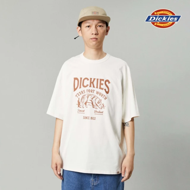 Dickies 男女款奶油色重磅咖啡紗動物圖騰印花戶外短袖T恤｜DK013087C10