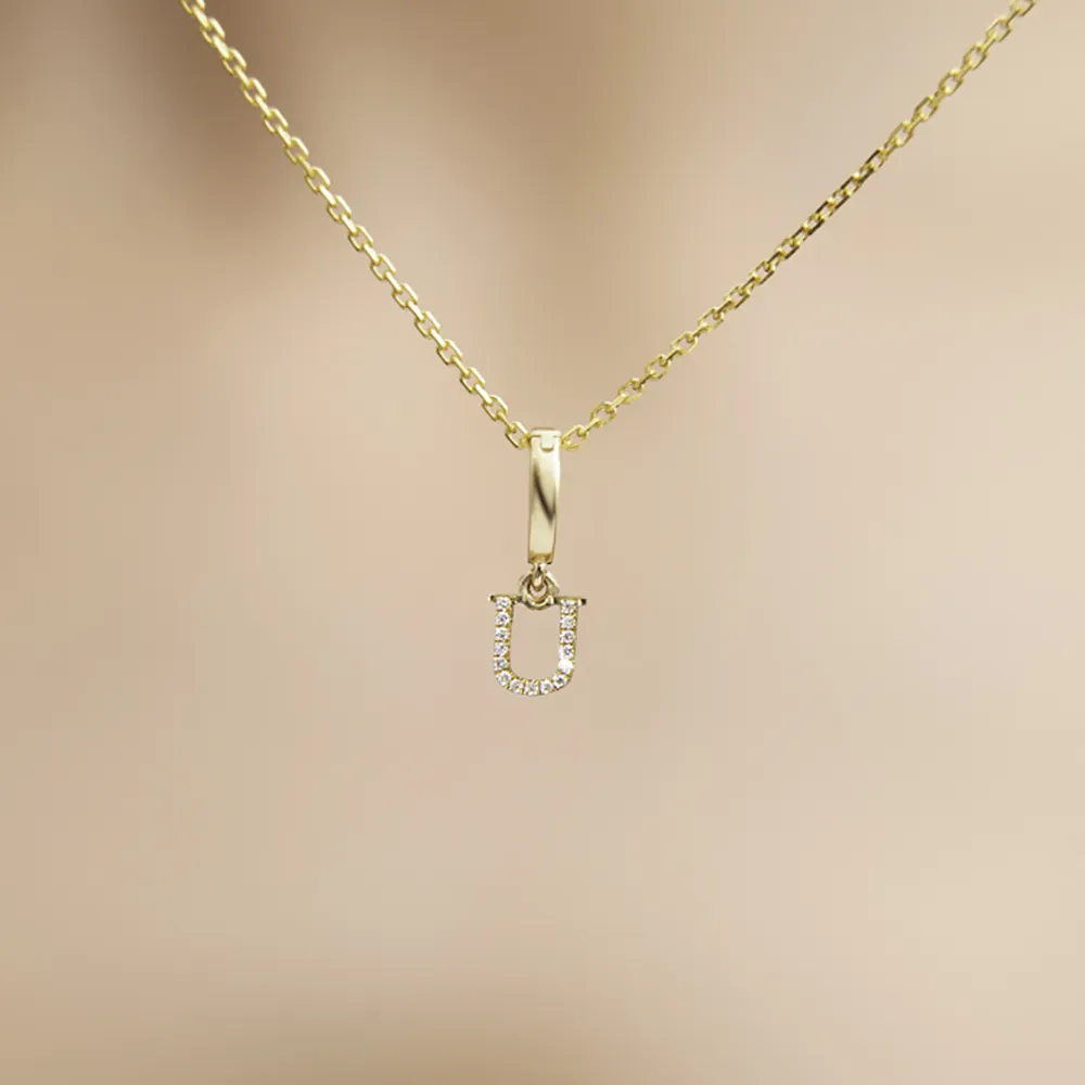 【Olivia Yao Jewellery】18K金 鑽石字母U 吊墜(HAUTE Collection/送禮/客製化)