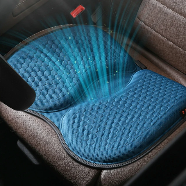 西格傢飾 USB涼夏5大渦輪風扇涼爽冰絲網布汽車坐墊(涼感 