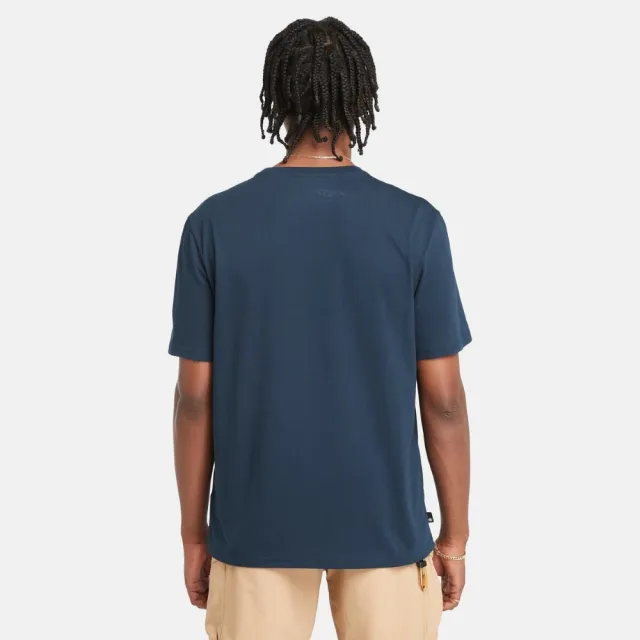 【Timberland】男款深寶石藍圖案短袖T恤(A42T5433)