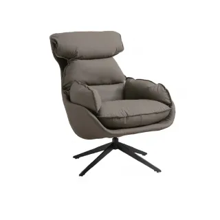 【H&D 東稻家居】灰皮旋轉休閒椅(TKHT-07075)