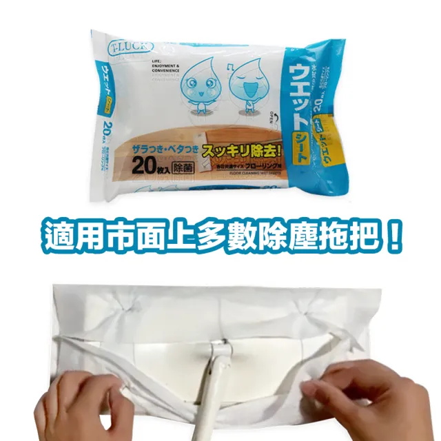 【CLEAN 克林】Clean-Clean除塵濕巾紙 20枚/包(靜電吸附 純水 代替傳統拖把布 免洗拖把 拖地濕巾 集塵)