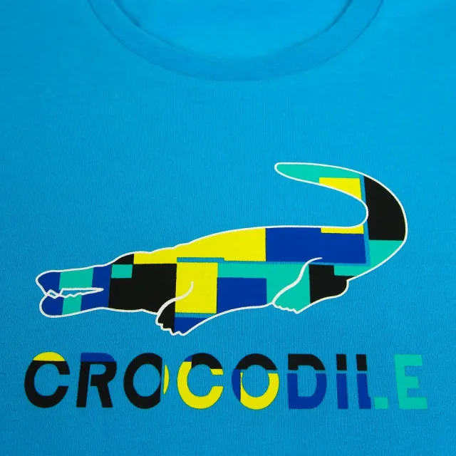 【Crocodile Junior 小鱷魚童裝】『小鱷魚童裝』經典鱷魚拚色印圖T恤(產品編號 : C65418-04 小碼款)