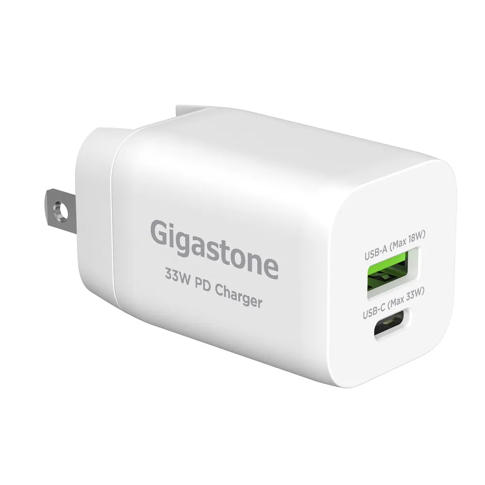 【GIGASTONE 立達】PD/QC3.0 33W雙孔急速快充充電器 PD-6330W(支援iPhone15/14/13手機/Switch快充充電頭)