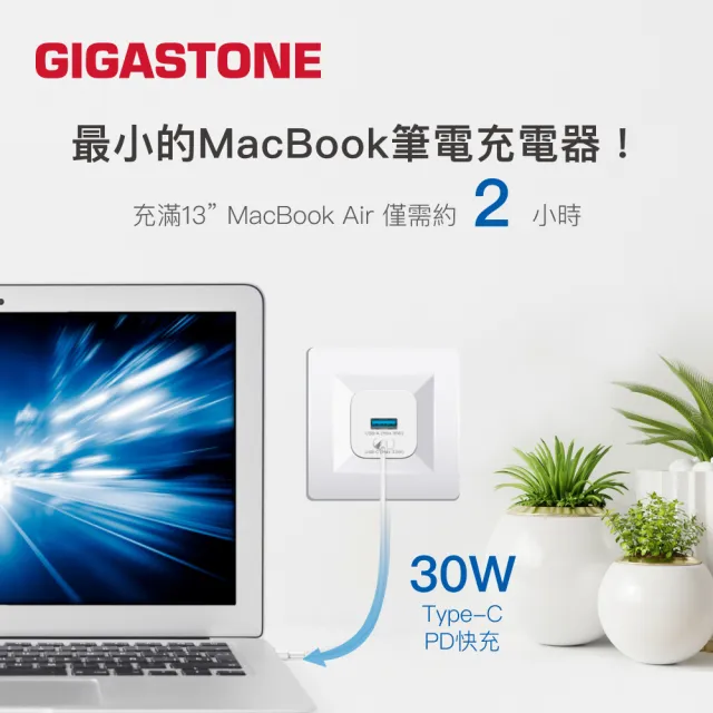 【GIGASTONE 立達】PD/QC3.0 33W雙孔急速快充充電器 PD-6330W(支援iPhone15/14/13手機/Switch快充充電頭)