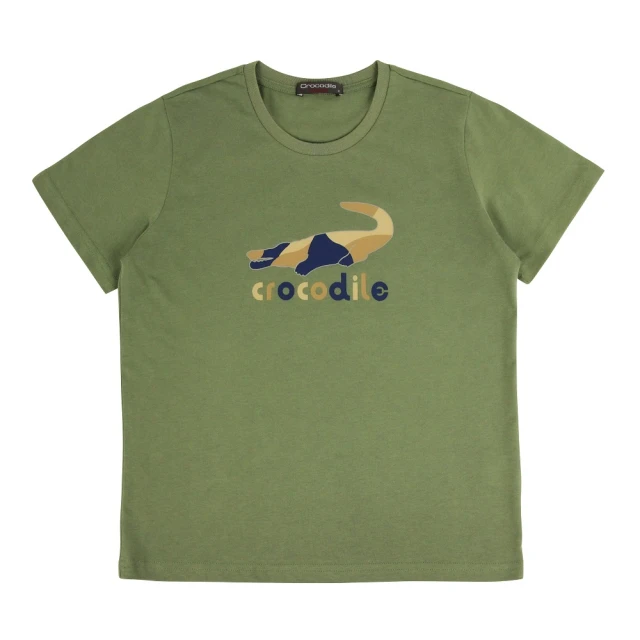 【Crocodile Junior 小鱷魚童裝】『小鱷魚童裝』經典鱷魚拚色印圖T恤(產品編號 : C65412-43 大碼款)