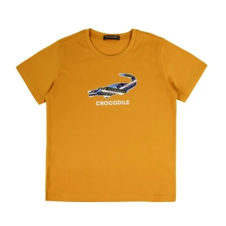 【Crocodile Junior 小鱷魚童裝】『小鱷魚童裝』經典鱷魚拚色印圖T恤(產品編號 : C65422-03 小碼款)