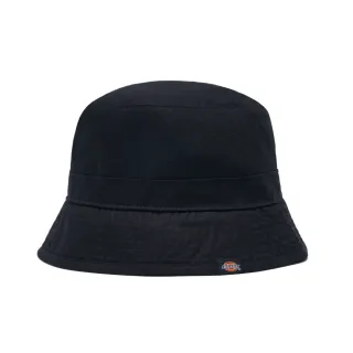 【Dickies】男女款黑色純棉暗格紋側邊品牌Logo織標漁夫帽｜DK013054BLK