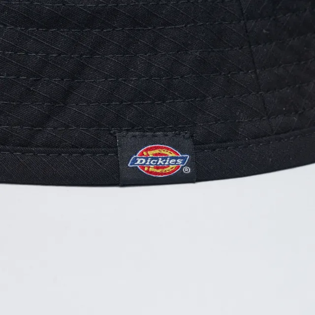 【Dickies】男女款黑色純棉暗格紋側邊品牌Logo織標漁夫帽｜DK013054BLK(帽子)