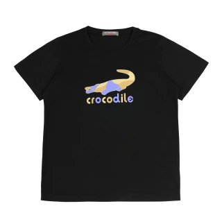 【Crocodile Junior 小鱷魚童裝】『小鱷魚童裝』經典鱷魚拚色印圖T恤(產品編號 : C65421-09 小碼款)