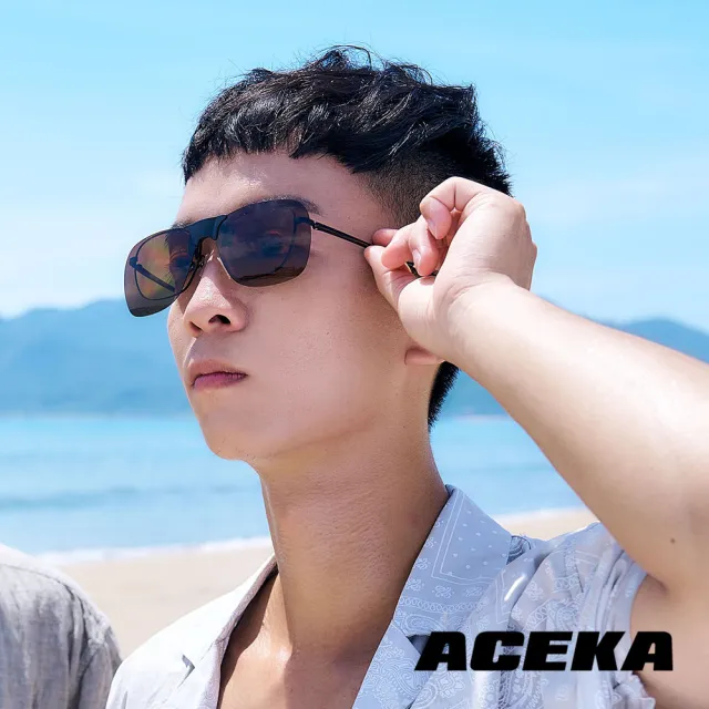 【ACEKA】台灣製墨鏡俐落方形琥珀棕磁吸式夾片(METRO 夾式系列)