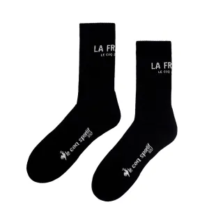 【LE COQ SPORTIF 公雞】高爾夫系列 男款黑色百搭運動中筒襪 QGT0K012