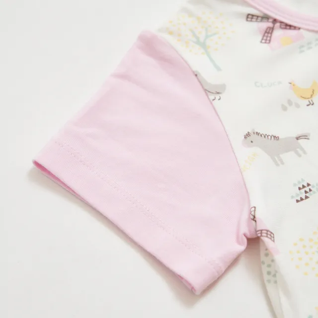【奇哥官方旗艦】Chic a Bon 嬰幼童裝 歡樂莊園短袖兔裝/連身衣-冰淇淋紗(6-12個月)