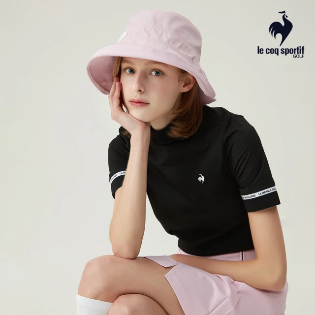 LE COQ SPORTIF 公雞 高爾夫系列 女款粉色時尚大帽沿蝴蝶結漁夫帽 QLT0K112