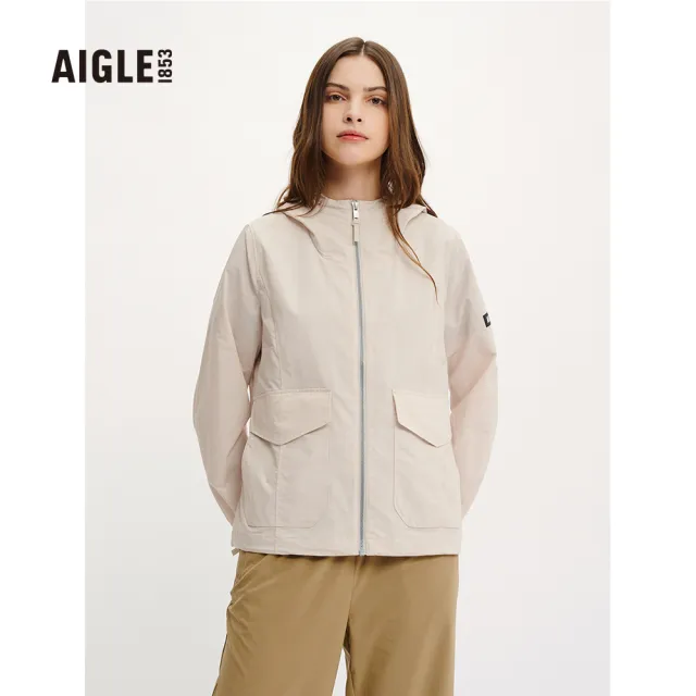 【AIGLE】女抗UV防潑外套AG-4P253A138 淺卡其(女裝 抗UV外套 防潑水外套)