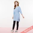 【betty’s 貝蒂思】素色剪裁腰帶立領七分袖襯衫(淺藍色)
