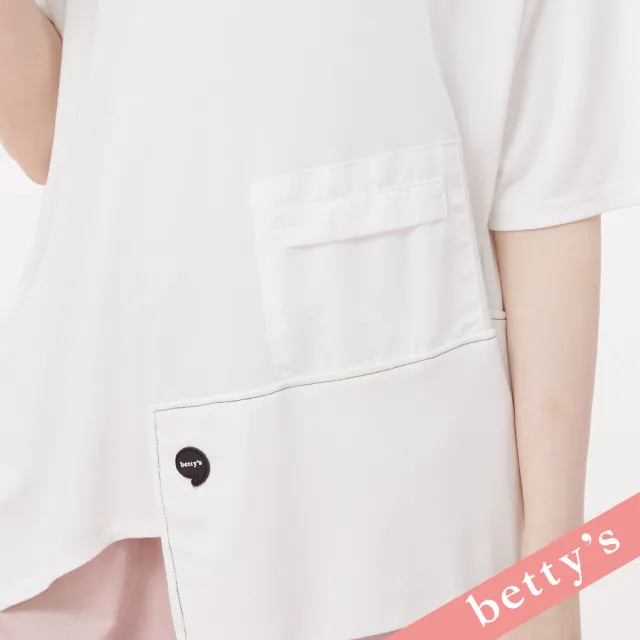 【betty’s 貝蒂思】率性不對稱下擺拼接寬版T-shirt(白色)