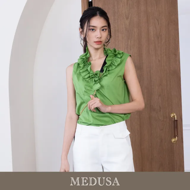 【MEDUSA 曼度莎】現貨-大荷葉立領無袖素雅上衣 - 2色（M-XL）｜女上衣 無袖上衣(305-54501)