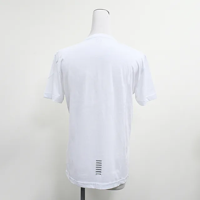 【EMPORIO ARMANI】EMPORIO ARMANI EA7橡膠字母LOGO棉質短袖T恤(男款/白x銀字)
