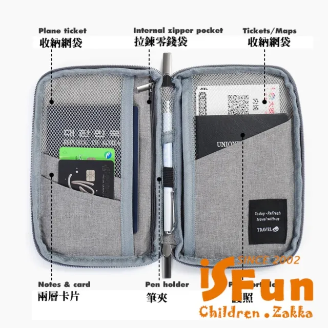 【iSFun】雙11 旅行收納＊牛津布手拿拉鍊網格護照收納包/藍(護照收納)