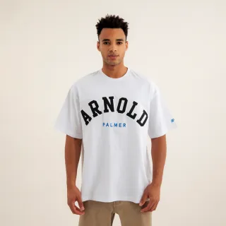 【Arnold Palmer 雨傘】男裝-學院風LOGO刺繡厚磅T恤(白色)