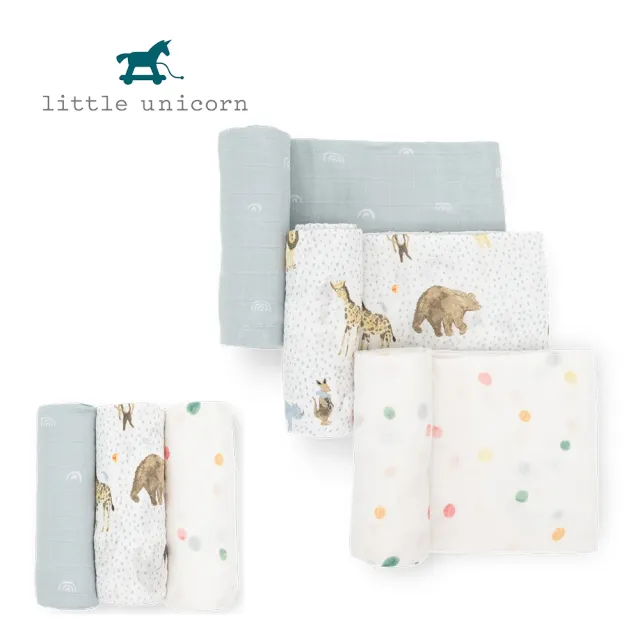 【Little Unicorn】純棉紗布巾三入組(多款任選 120x120cm)