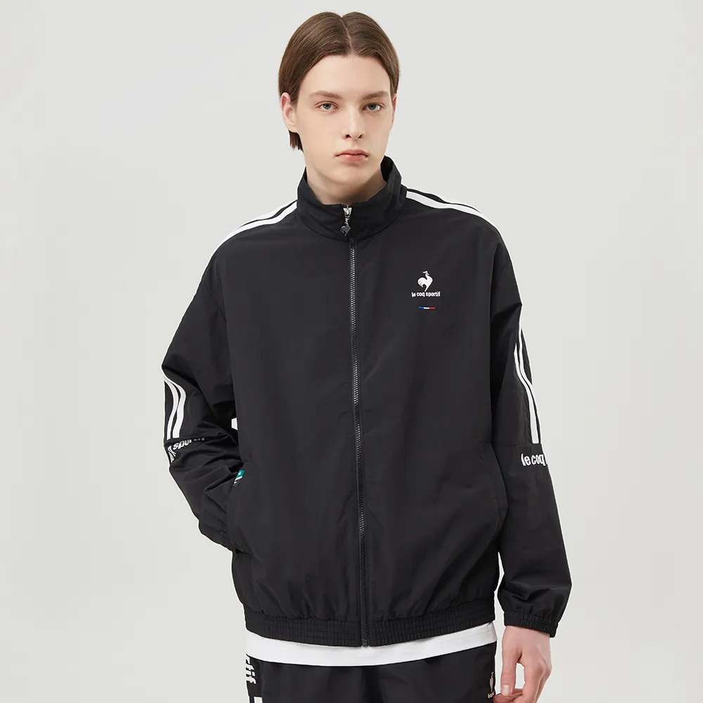 【LE COQ SPORTIF 公雞】運動基礎防風外套 男女款-黑色-LKT63563