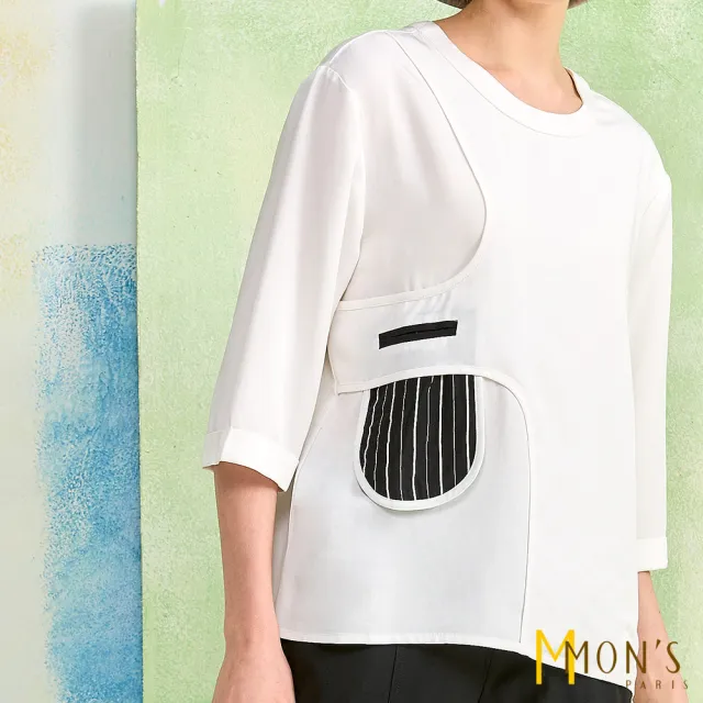 【MON’S】休閒寬鬆配色貼袋造型上衣