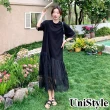 【UniStyle】短袖洋裝 韓系蕾絲拼接寬鬆T恤裙 女 ZM126-6653(黑)