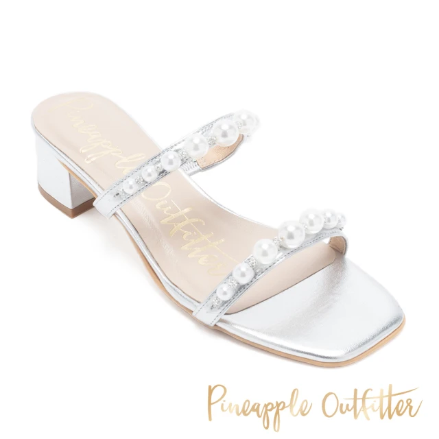 【Pineapple Outfitter】RANIT 質感珍珠雙帶低跟拖鞋(銀色)