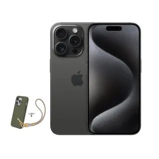 【Apple】黑色限定優惠iPhone 15 Pro(256G/6.1吋)(犀牛盾防摔殼+手腕短掛繩組)