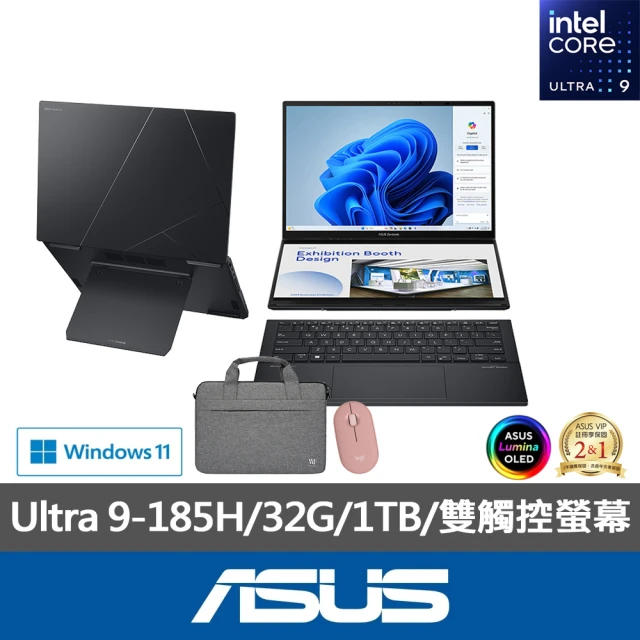 ASUS 華碩ASUS 筆電包/滑鼠組★14吋Ultra 9輕薄筆電(ZenBook Duo UX8406MA/Ultra 9-185H/32G/1TB/W11/OLED/EVO)