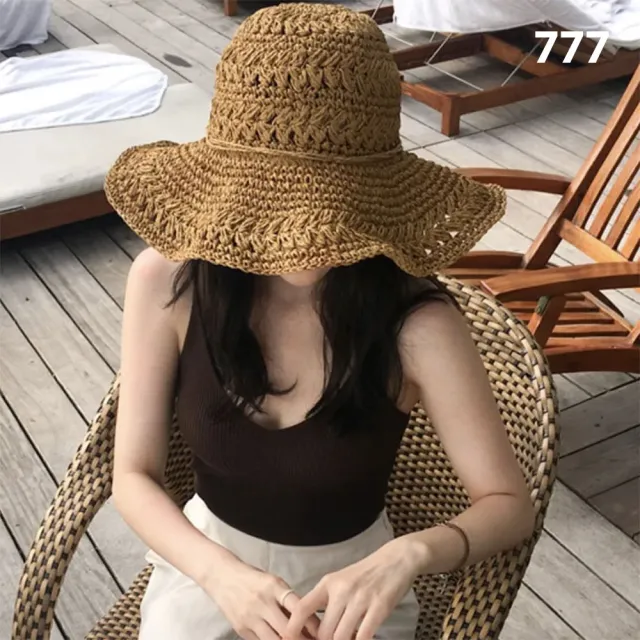 【SeasonsBikini】春夏百搭防曬編織草帽(草帽摺疊空頂)