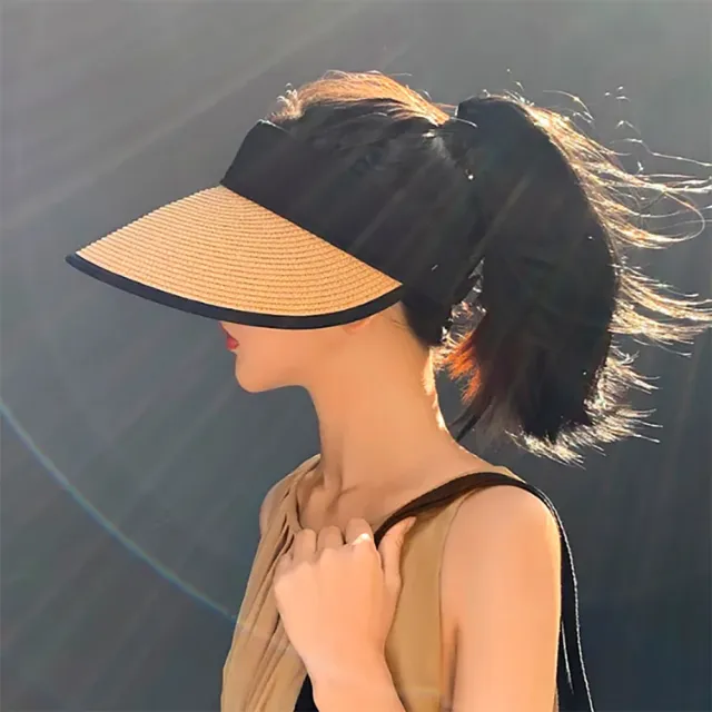 【SeasonsBikini】春夏百搭防曬編織草帽(草帽摺疊空頂)
